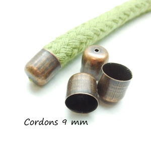 Cord ends 9 mm, set of 10 Cuivré