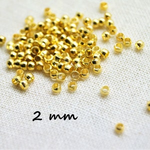 Perles à écraser rondes 2 mm par lot de 250 Or