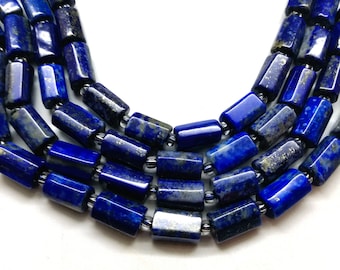 Perles lapis lazuli tubes à facettes 8 à 11 mm