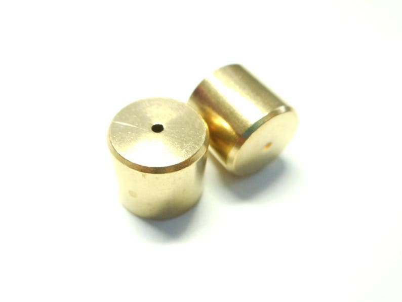 plain Set of 2 end caps 10 mm for cord 10 x 11 mm inside 10 in brass