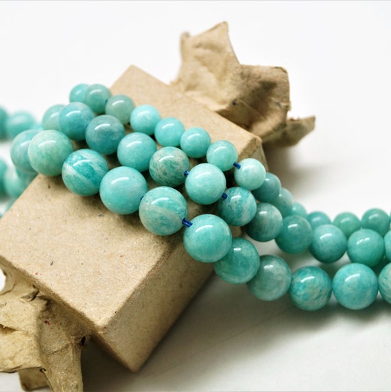 Perles En Amazonite Qualité A - Diamètres 6 Mm, 8 Mm, 10 Mm - Pour Bijoux Créatifs