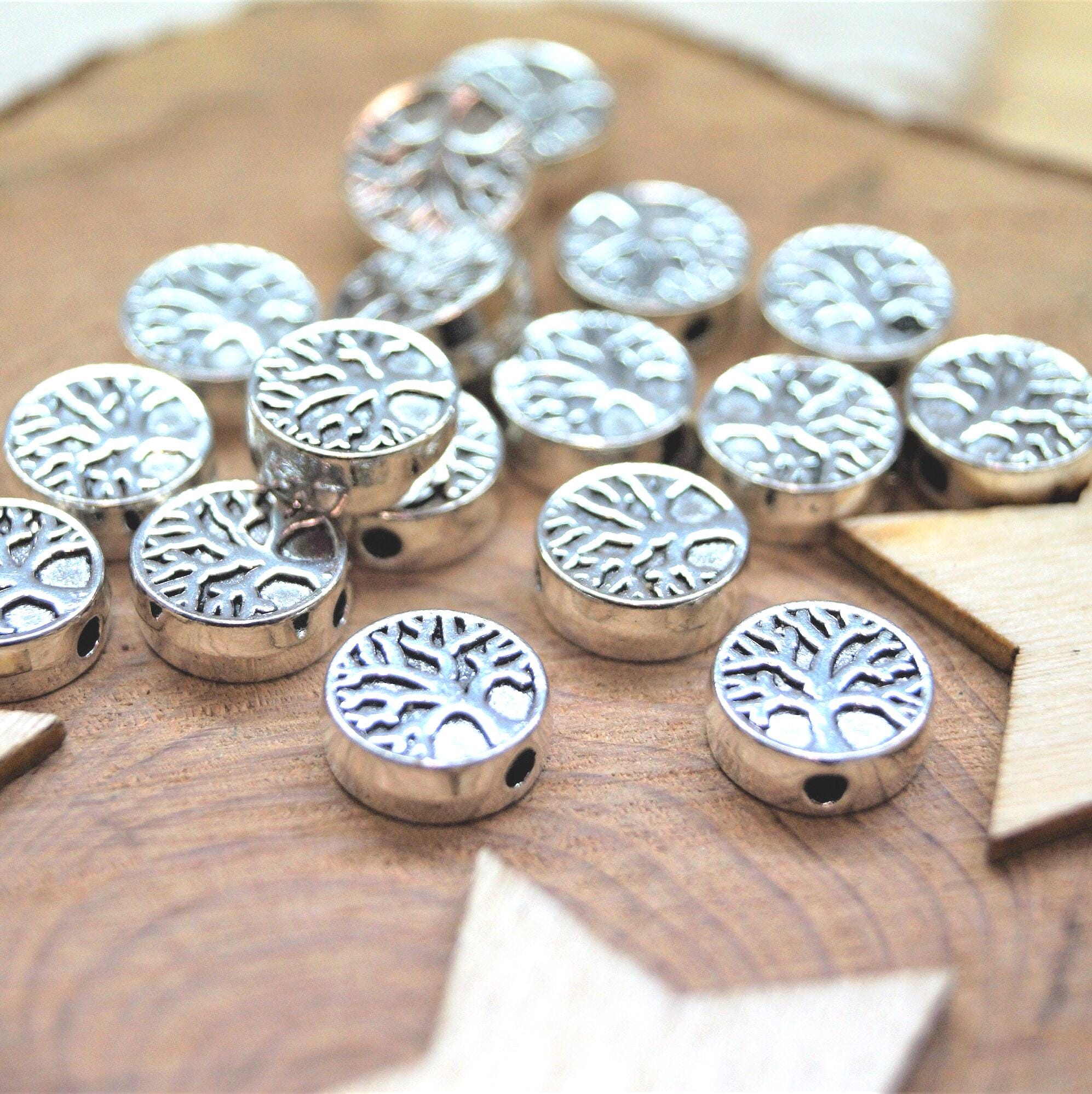 Lot De 4 Breloques Arbre De Vie - En Acier Inoxydable Argenté - Dimensions 17x14 Mm