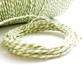 10-meter coupon of Baker's twine, pale green and white, 2 mm thick 2 strands