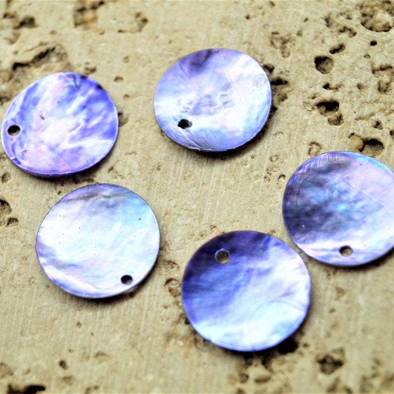 Sequins coquillage rond 18 mm, par lot de 10 Violet