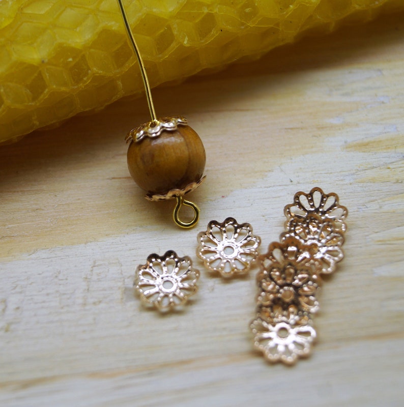 Calottes 9 mm pour perles forme fleur par lot de 100, 4 couleurs image 6