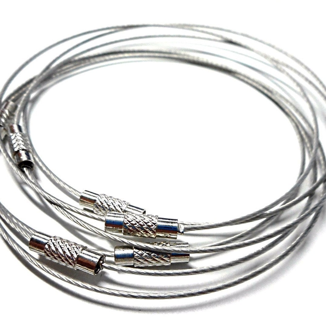 VQYSKO Bracciale twist in filo sottile in acciaio inossidabile Gioielli maschili Regali per la festa del papà per lui Angelo Lisa nero opaco chiuso  36