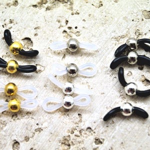 Puntas de silicona para cordón de gafas, 20 x 5 mm, paquete de 10