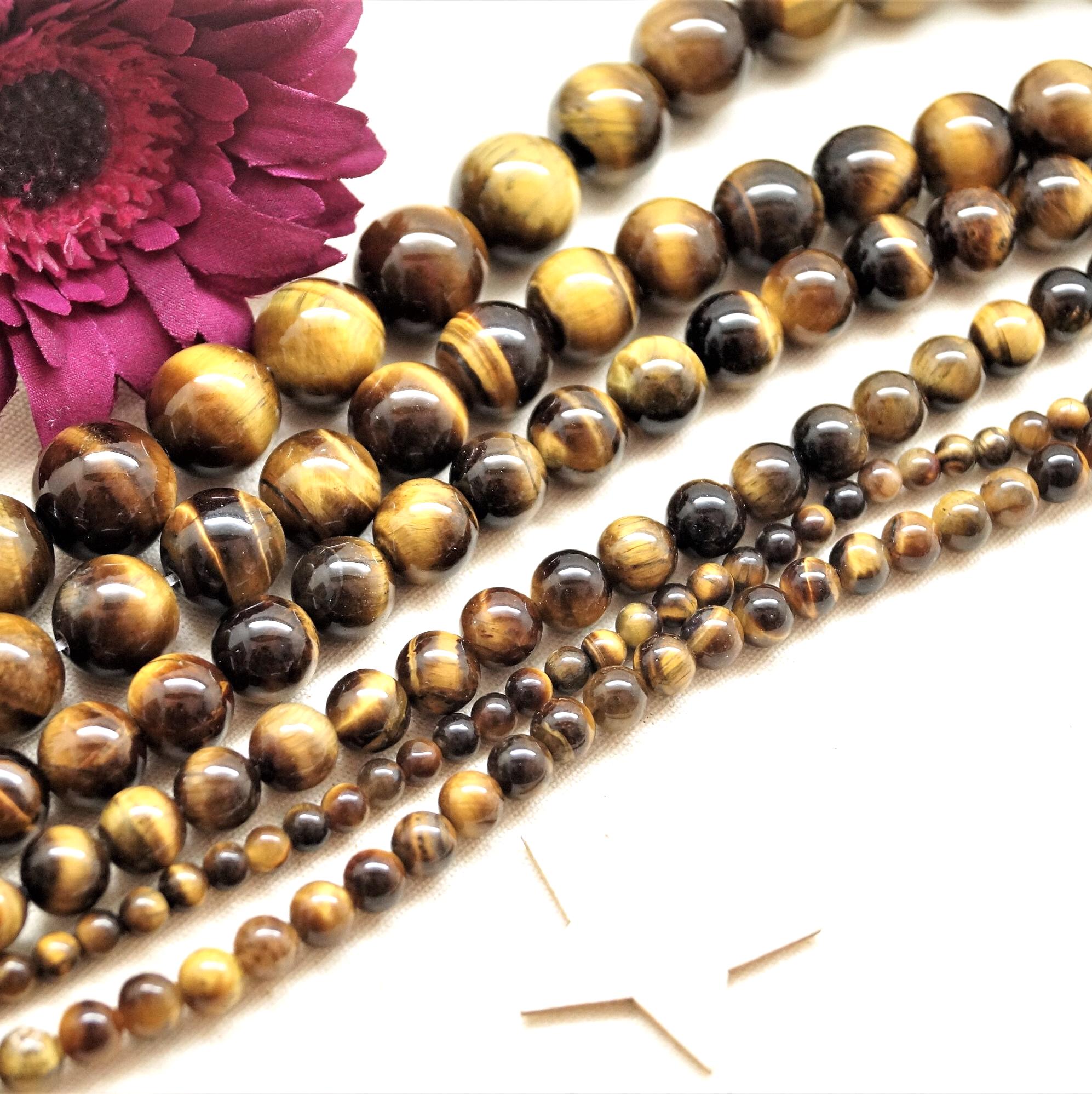 Natural 4/6/8/10/12/14mm Rose Red Tiger Eye Gemstne Round Loose Beads 15'' AAA