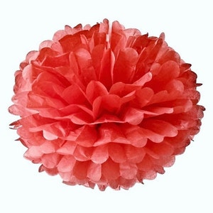 Pompon a forma di fiore in carta velina rossa, 10 cm, per compleanni, feste, battesimi, matrimoni...
