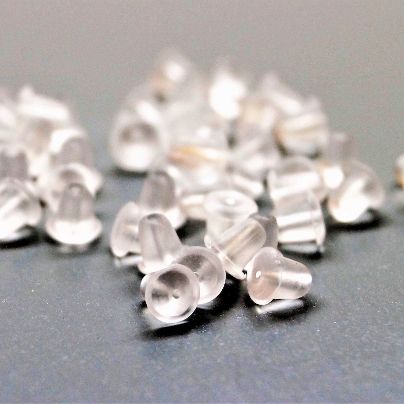 Fermoirs boucles d'oreilles plastique transparent 44 mm par 100 image 4
