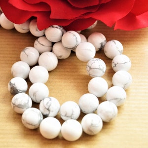 Perles Howlite blanche rondes image 9