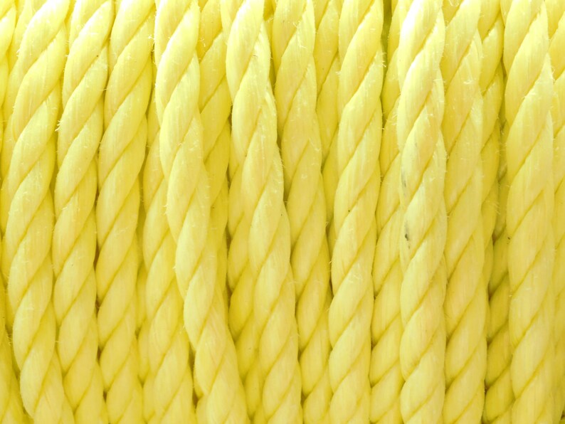 2 meters of cord nylon 3 strands yellow 10 mm image 2