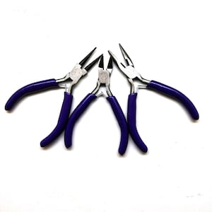 Pinces bijoux violet kit de 3 à bouts plats striés, coupante et à bouts ronds