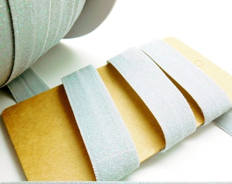 1 meter Glitter elastic tape, sequined, gray, width 16 mm