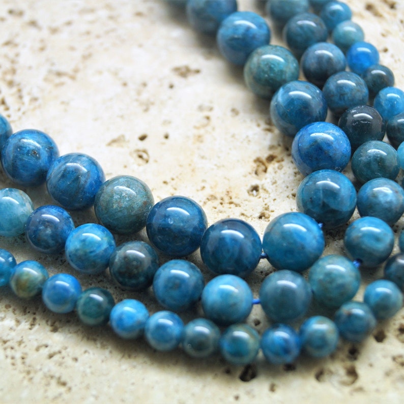 Perles Apatite bleu 6/8/10 mm image 5