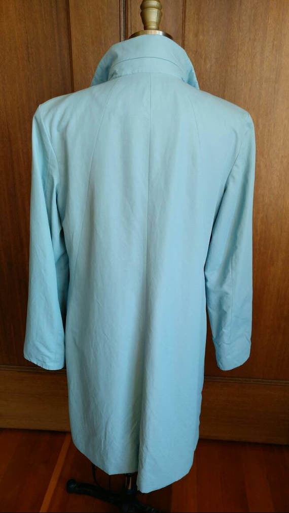 powder blue raincoat
