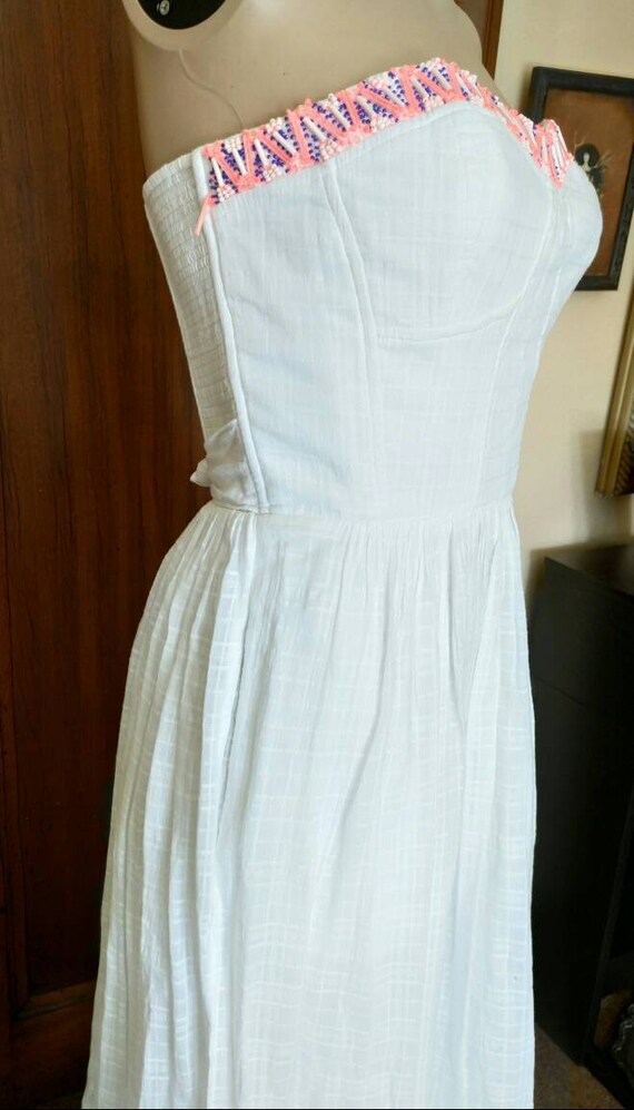 STRAPLESS CORSET Style Bustier White Pink Dress Rebecca Taylor Cotton Gauze  Beaded Size 2-4 Lace Trim Romantic Shabby Chic Mid Length - Etsy