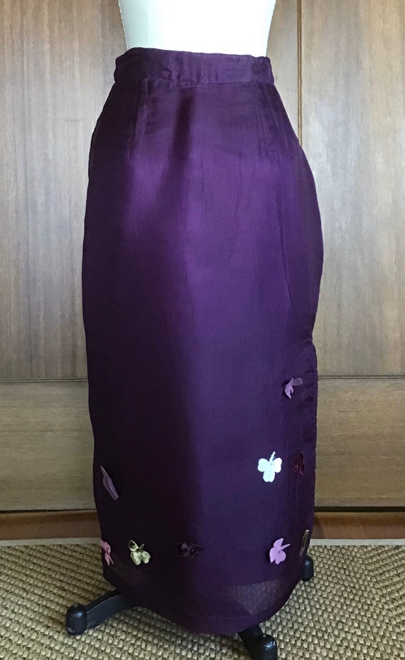 Maxi Skirt Tocca Skirt with felted flowers Auberg… - image 10