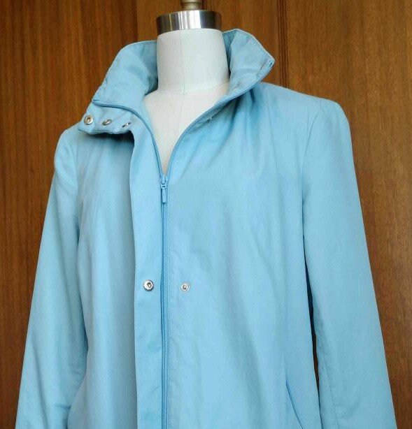 Powder blue raincoat sale