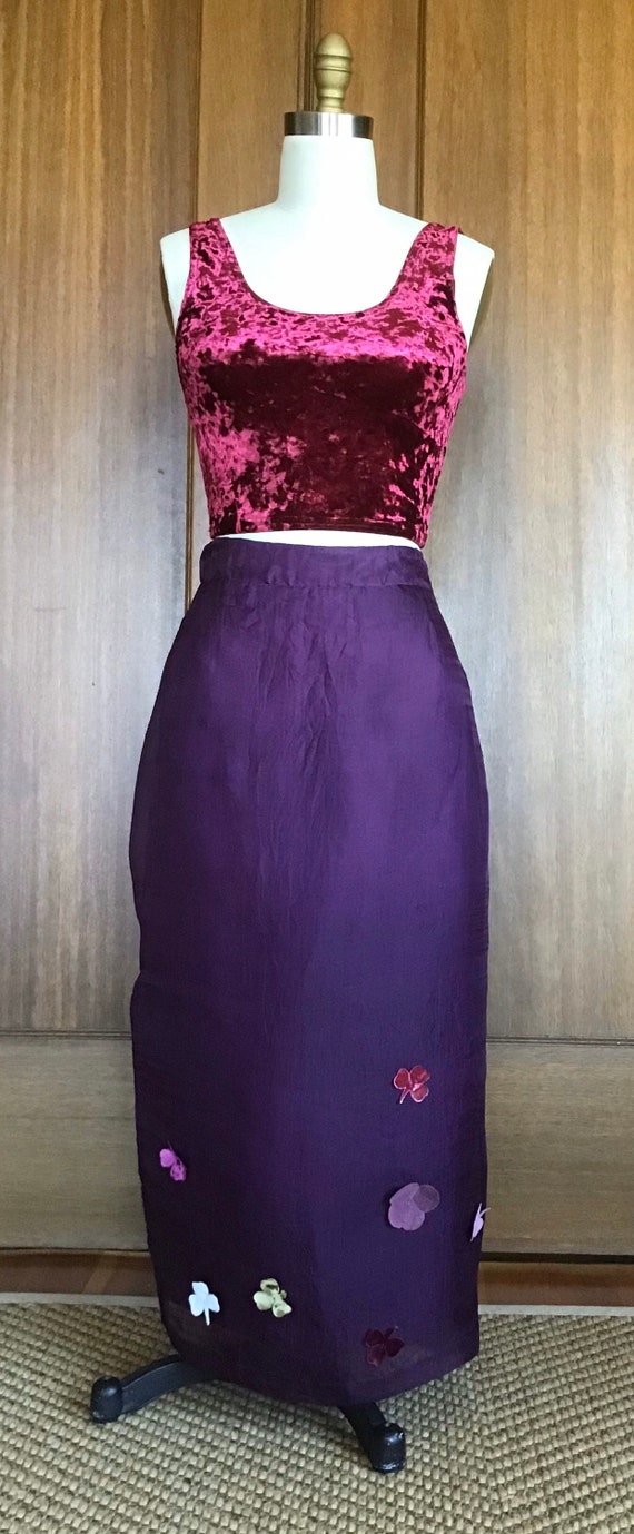 Maxi Skirt Tocca Skirt with felted flowers Auberg… - image 6