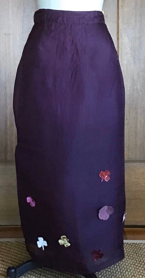 Maxi Skirt Tocca Skirt with felted flowers Auberg… - image 1
