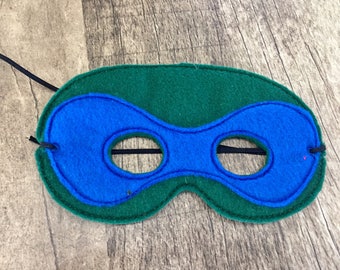 Blue Turtle Kids Felt Mask for Dress Up or Costume, Imaginative Play, Cosplay