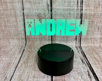 Personalized LED Light Up Acrylic Name Sign (Boy Version with Jagged Edge Design Effect) Desk Light, Night Light, Gamer, Decor