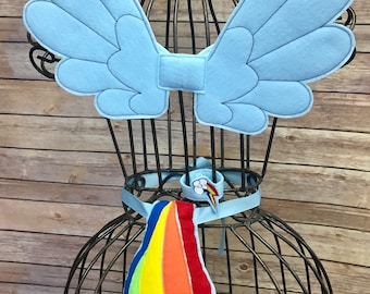 Rainbow Pony Costume Wings, Mask, Tail, Wristband Set