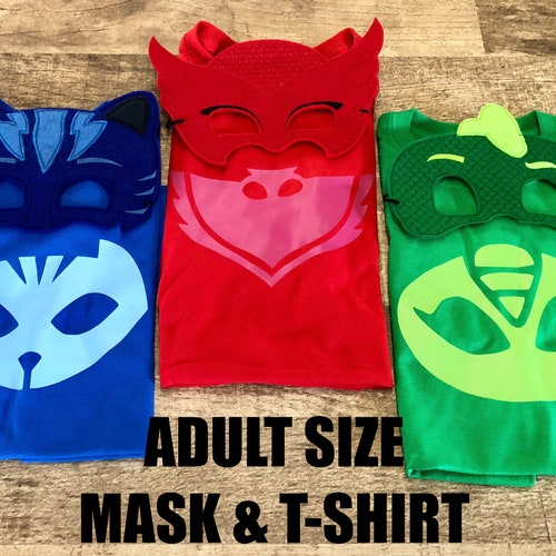ADULT SIZE PJ Bedtime Heros Inspired Mask & Shirt Set Costume Etsy