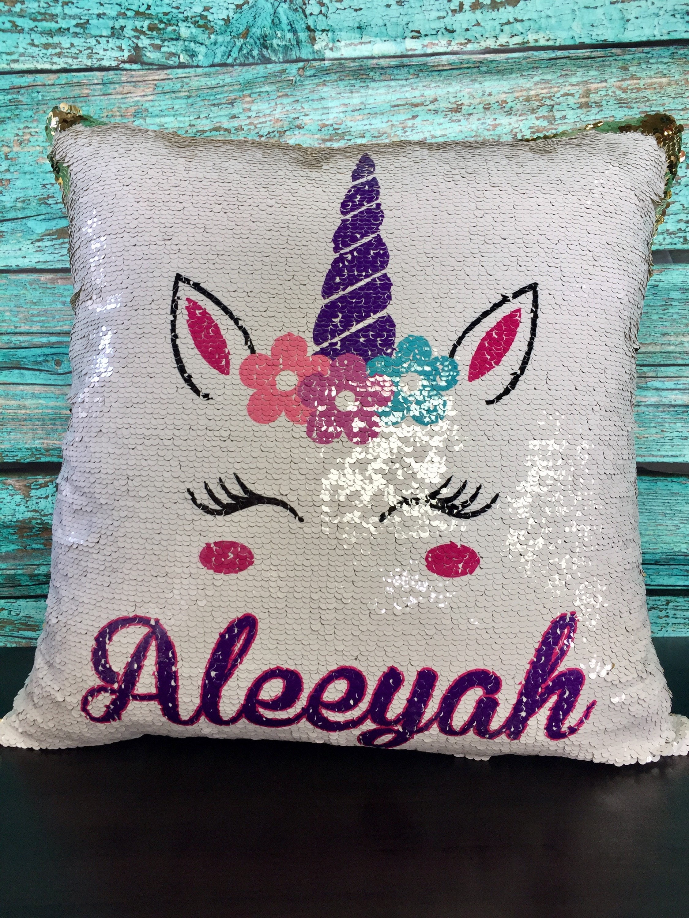Unicorn Personalized Reversible Sequin Magic Pillow Cover