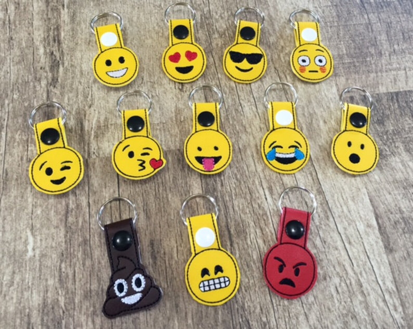 Emoji Emoticon Mini Key Fob Key Chain Snap Tabs Emoji Gift Etsy
