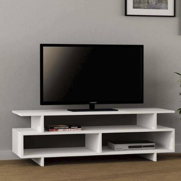 stand de tv, console de médias, console de médias de tv, centre de divertissement, couleur de stand de TV blanche 120x30x42, table de tv