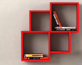 Modern Melamine Wall Bookshelf: Geometric Floating Shelves