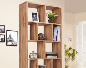 Librería moderna hecha a mano: estantería de salón de 12 compartimentos