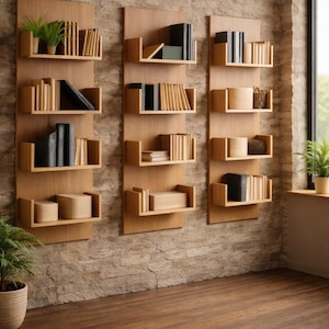 Juego de estanterías flotantes modulares, 3 estantes de pared imagen 3