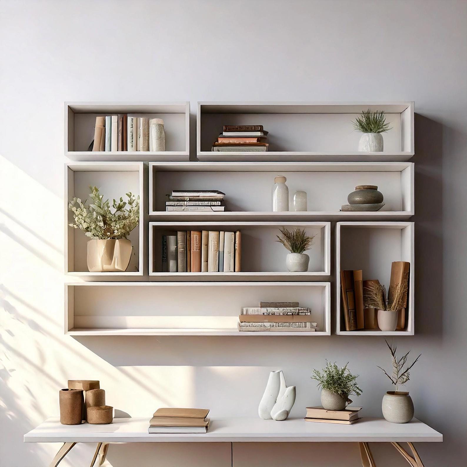 Bookshelf Decor Modern Wall Mounted Bookcase for Living Room,floating ...