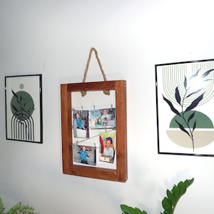 Hanging Photo Display,Photo Hanger String,Wedding Peg and String Frame Guestbook,Wooden Picture Holder,Picture Holder,Wood Photo Frame