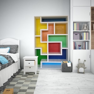 tetris bookshelves,tetris blocks,bookcase wood,tetris shelves,tetris shelf,tetris,geometric bookcase,white bookshelf