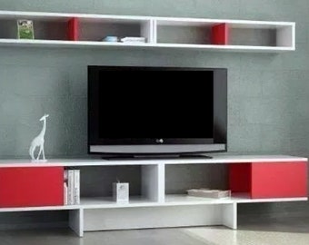 Modern red tv stand deals