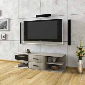 Modern Sonoma TV Stand: Media Console with Drawers & Shelves