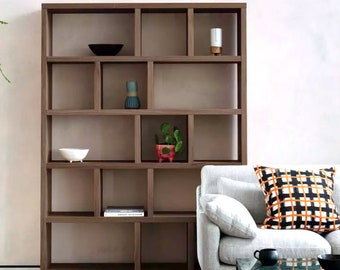 Großes Bücherregal - Modernes offenes Bücherregal für Wohnzimmer & Büro - Geometrisches Bücherregal