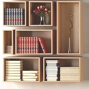 Floating Kitchen Shelves: Modern Geometrical Wall Bookshelves (100x100x15cm)
