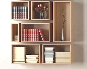 Floating Kitchen Shelves: Modern Geometrical Wall Bookshelves (100x100x15cm)