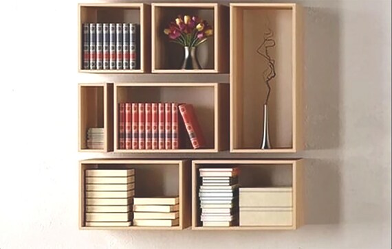 Floating Kitchen Shelves: Modern Geometrical Wall Bookshelves (100x100x15cm)