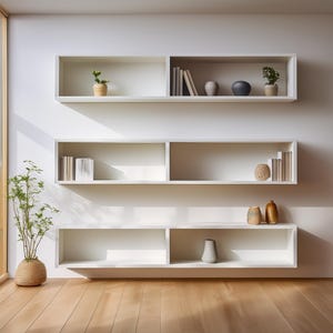 Modular Wall Bookshelf: Wall Floating Shelves, Set of 3