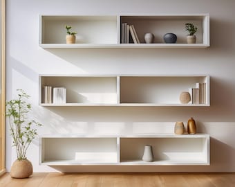 Modular Wall Bookshelf: Wall Floating Shelves, Geometric Bookshelves