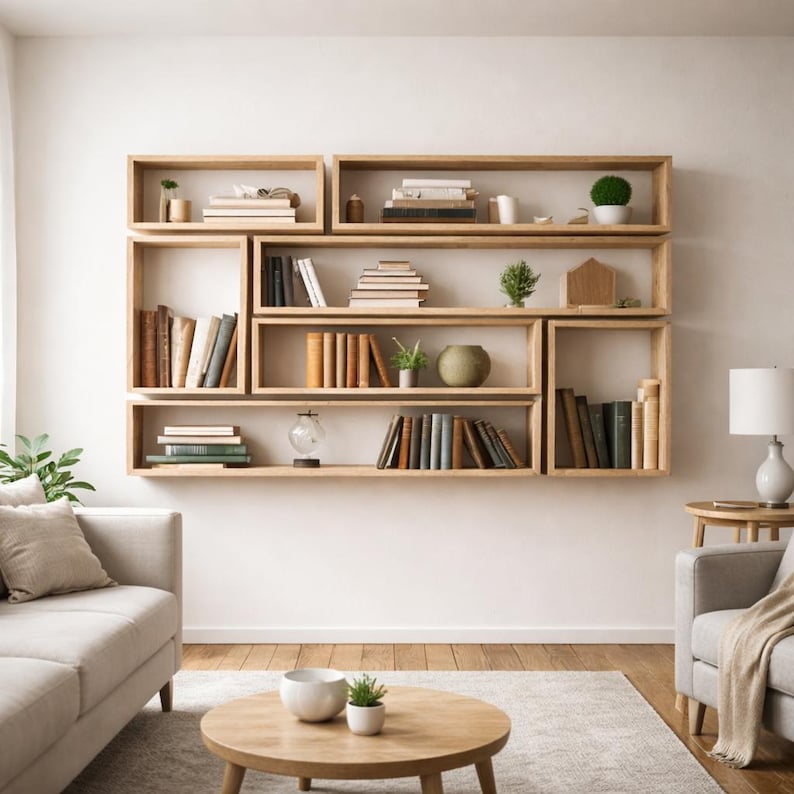 7-tier Floating Bookshelf: Modern Wall-mounted Bookcase, Wall Bookshelf ...