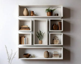 Estanterías flotantes – Juego de 7 – Librería modular de pared moderna