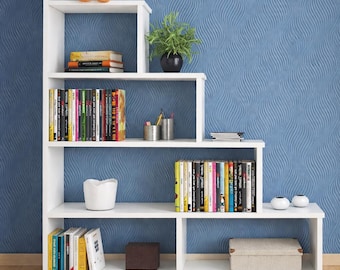 Modern White Bookshelf: Handmade Room Divider Shelf