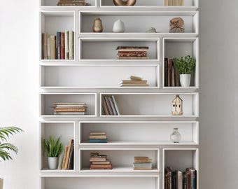 Asymmetrical Wall Bookshelf: Modern Rustic Modular Shelves